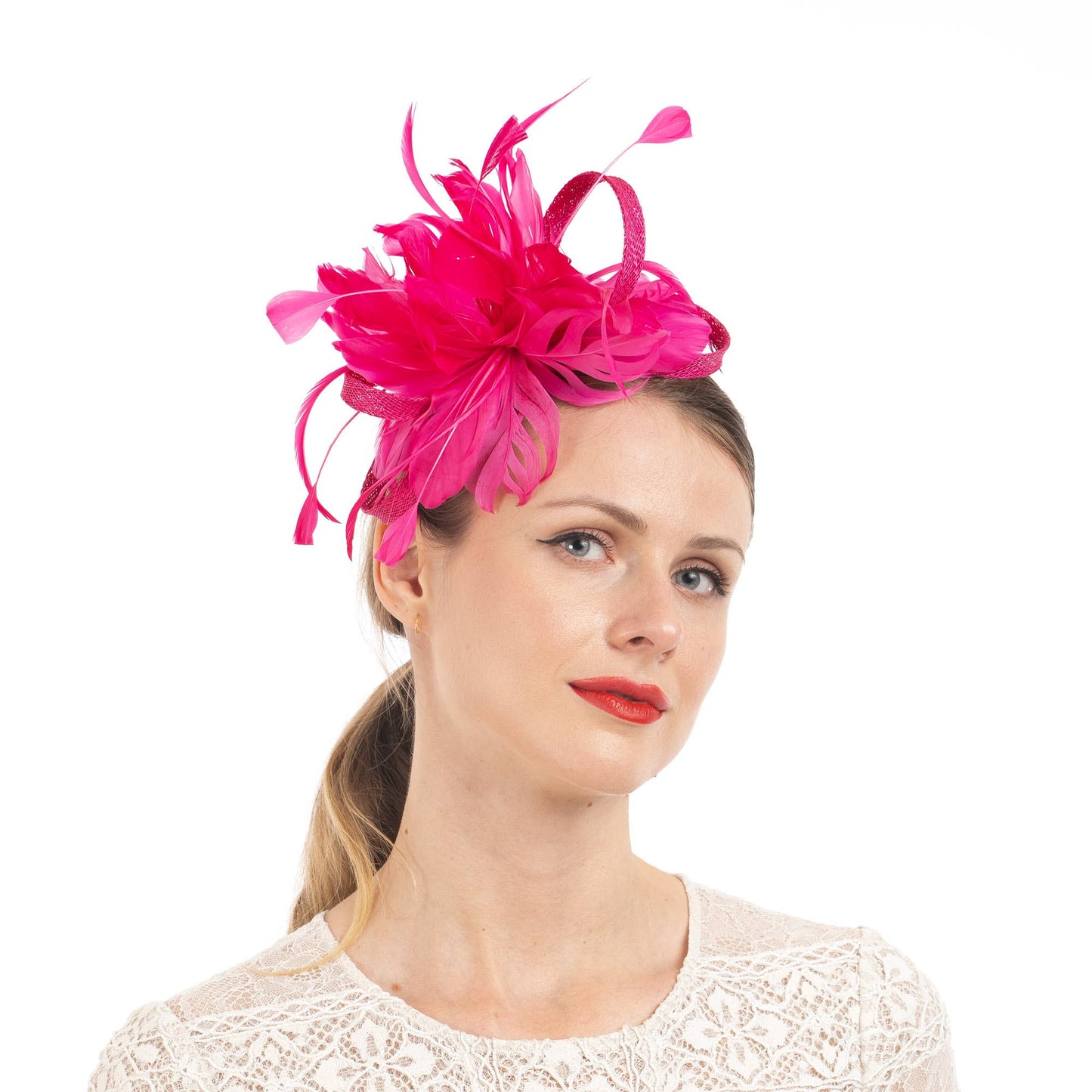 5940H | Feather Flower Sinamay Fascinator