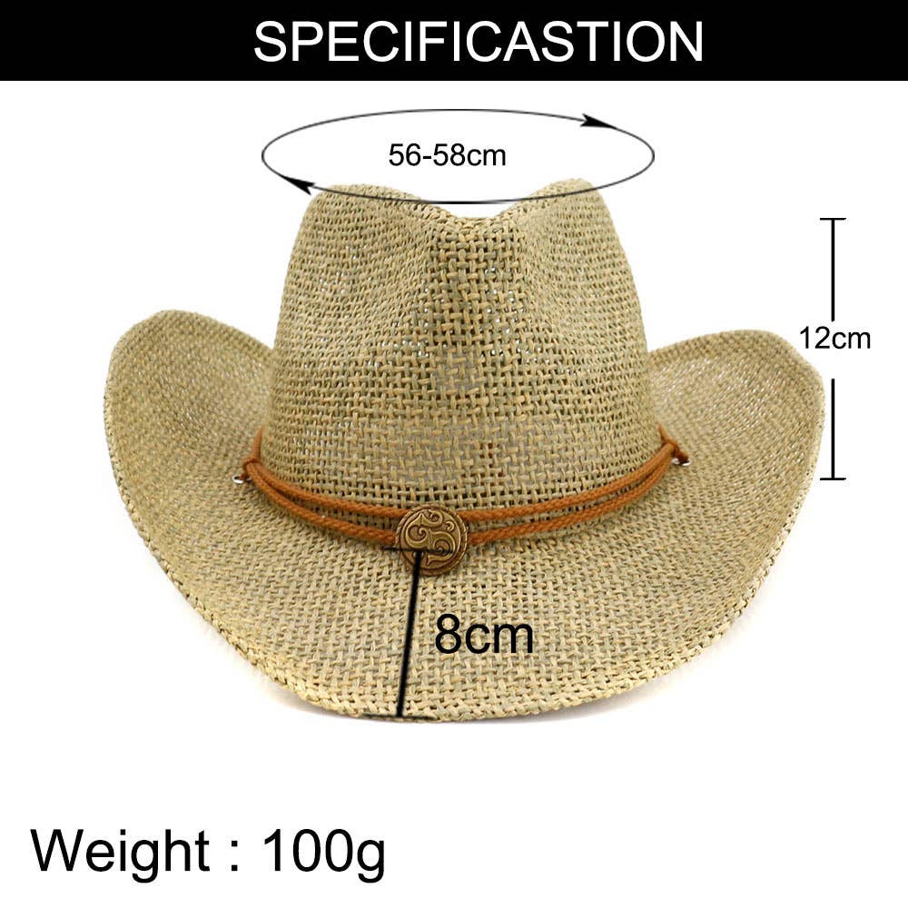 Western Style Cowboy Straw Hat