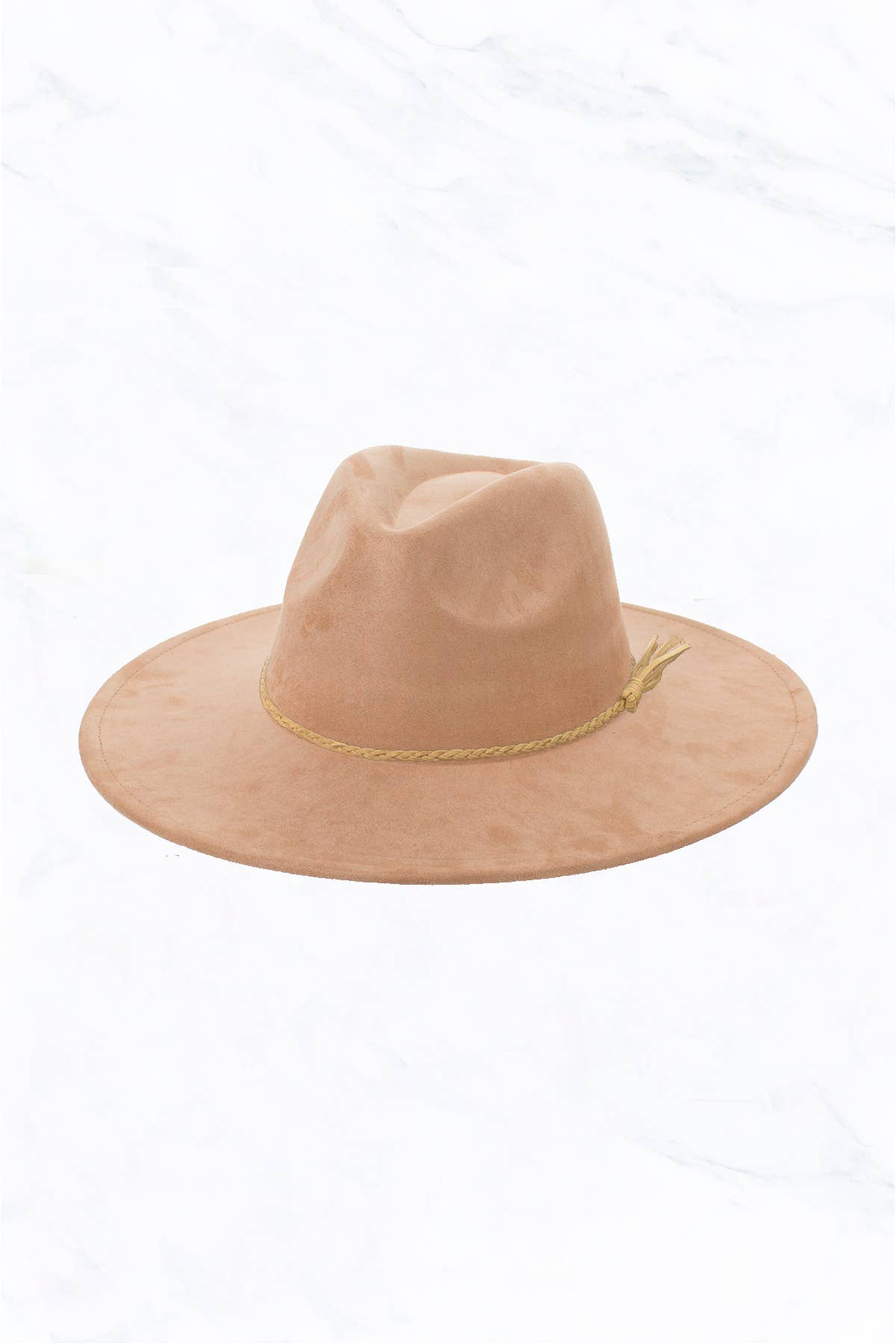 Braided Leather Belt, Suede Large Peach Top