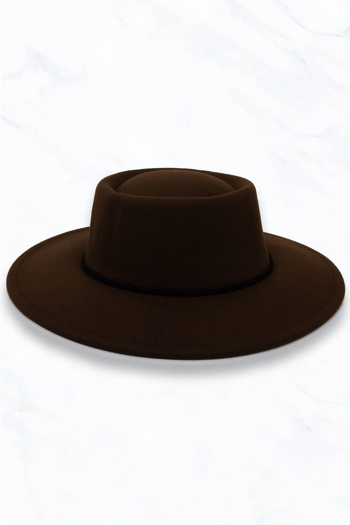Concave Top Fedora Hat with Black Belt