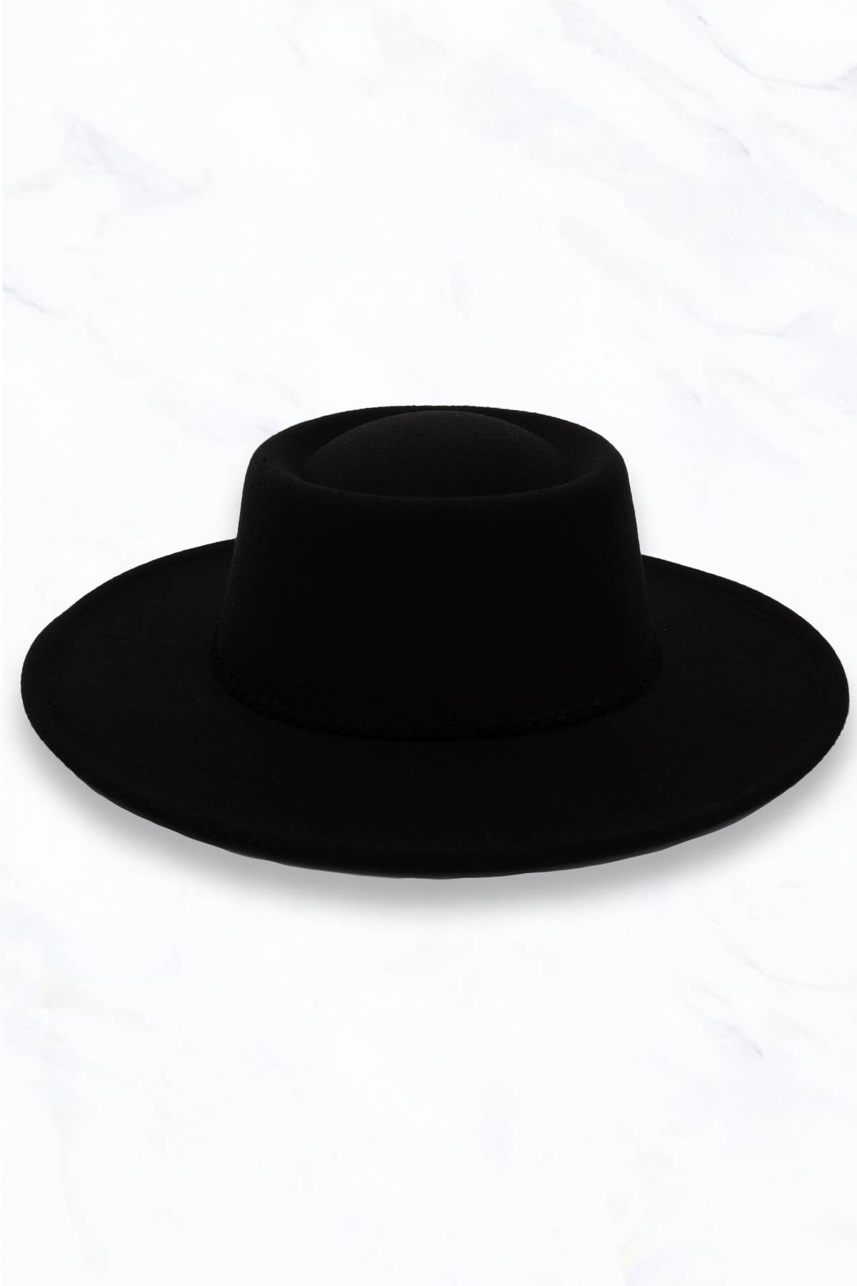 Concave Top Fedora Hat with Black Belt
