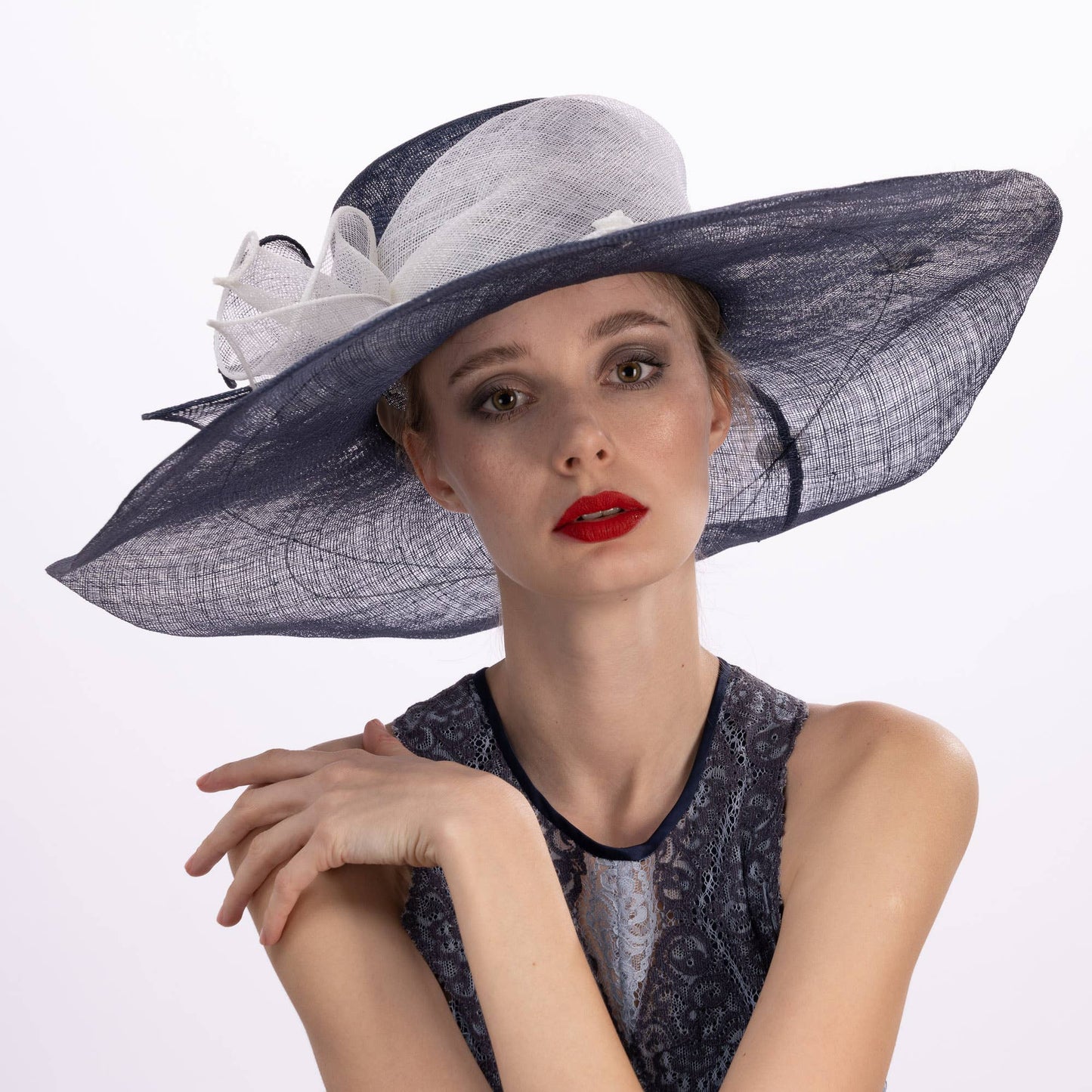 117138 | Two tone Callalily Adorned Wide Soft Sinamay Hats