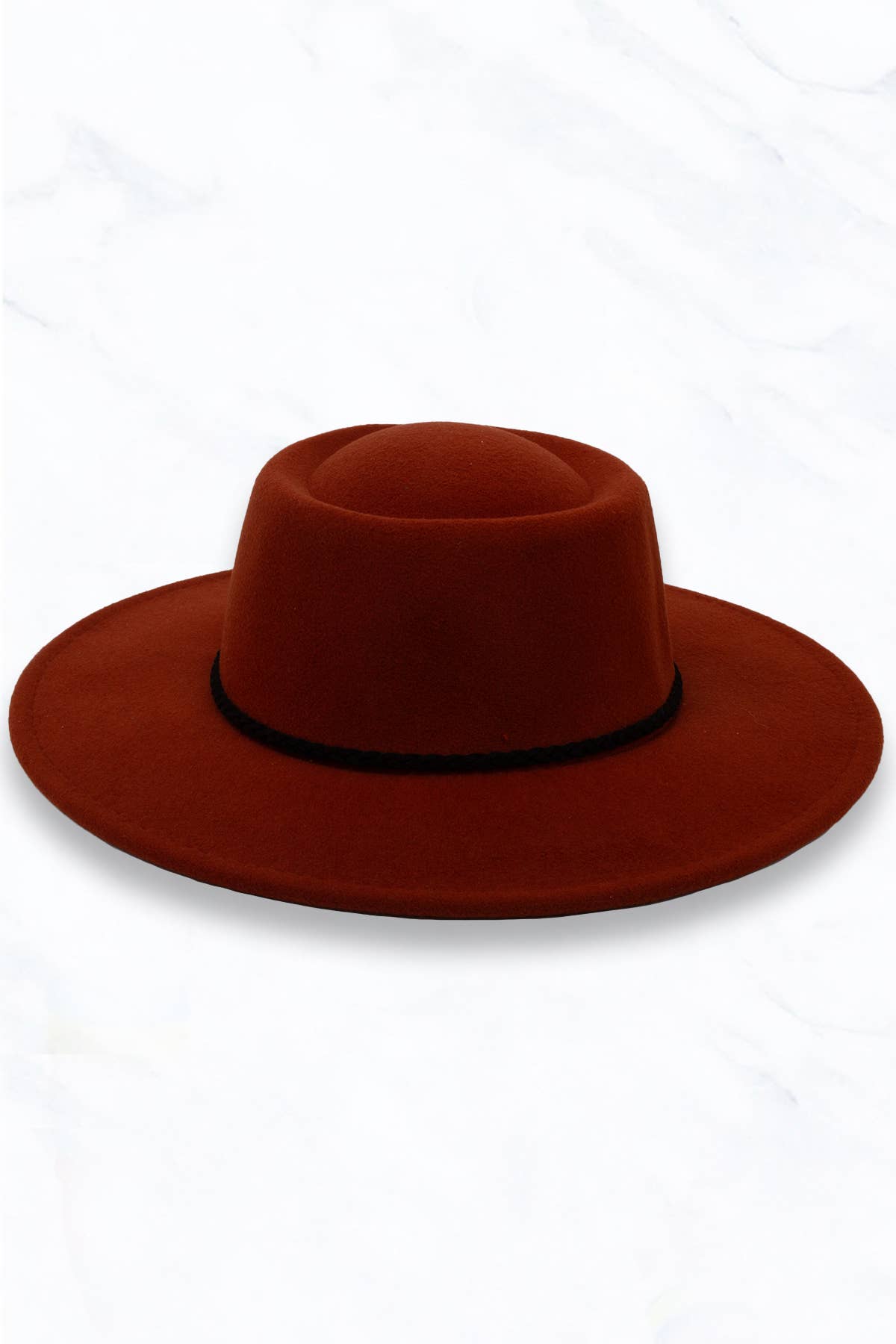 Concave Top Fedora Hat with Black Belt