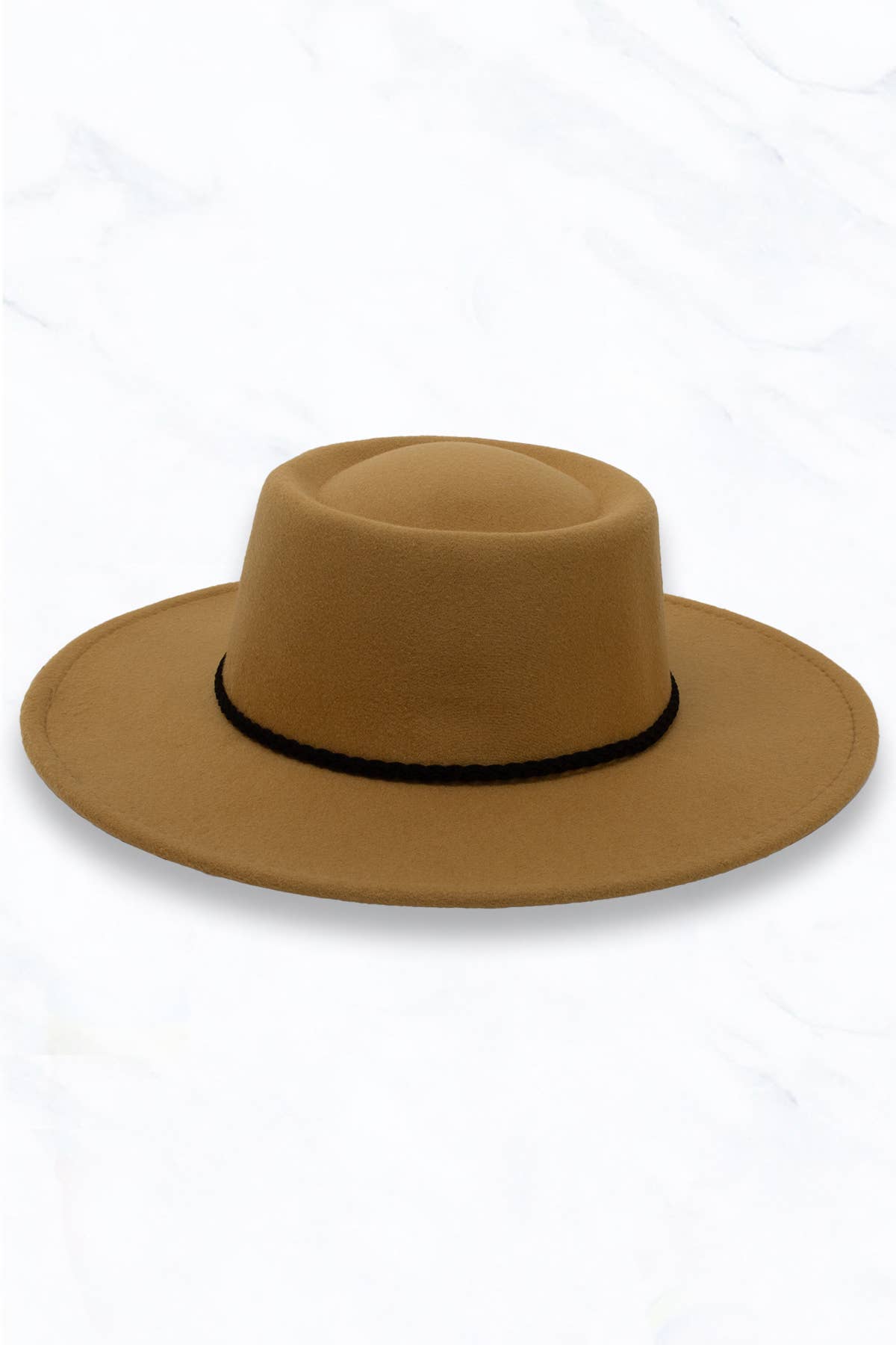 Concave Top Fedora Hat with Black Belt