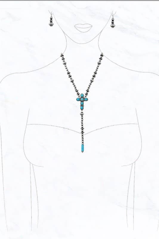 Beaded Cross Necklace Set
