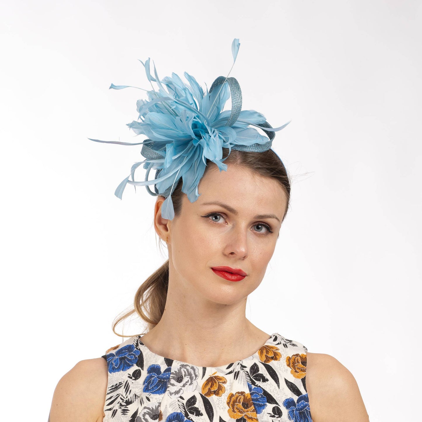 5940H | Feather Flower Sinamay Fascinator