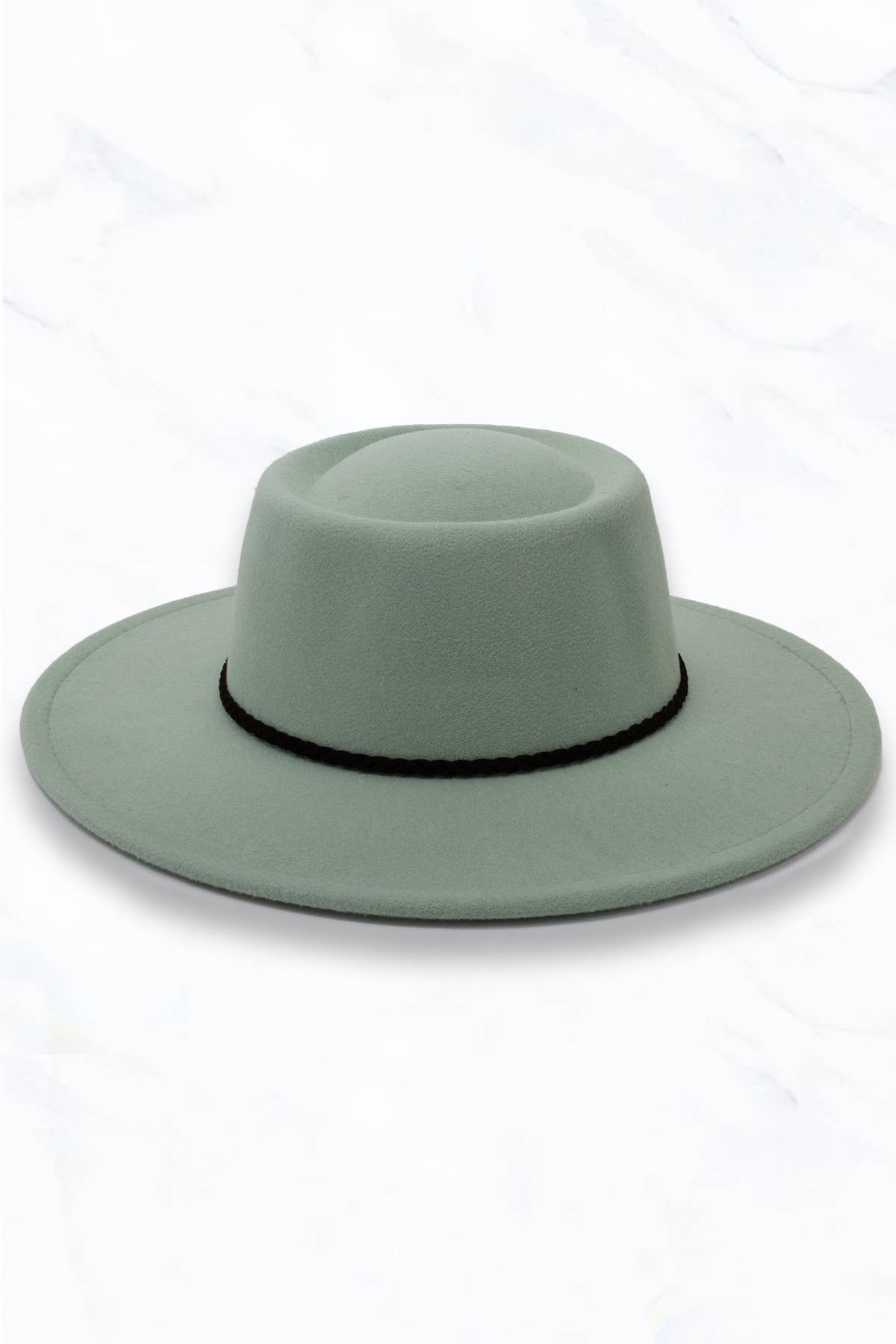 Concave Top Fedora Hat with Black Belt