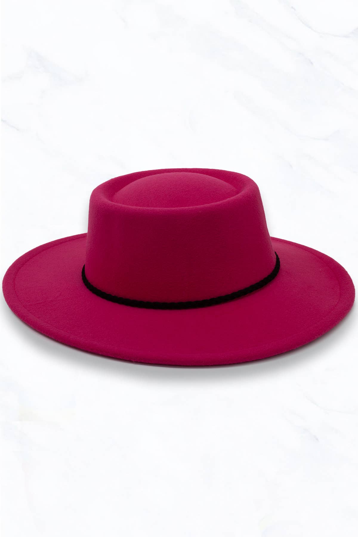 Concave Top Fedora Hat with Black Belt