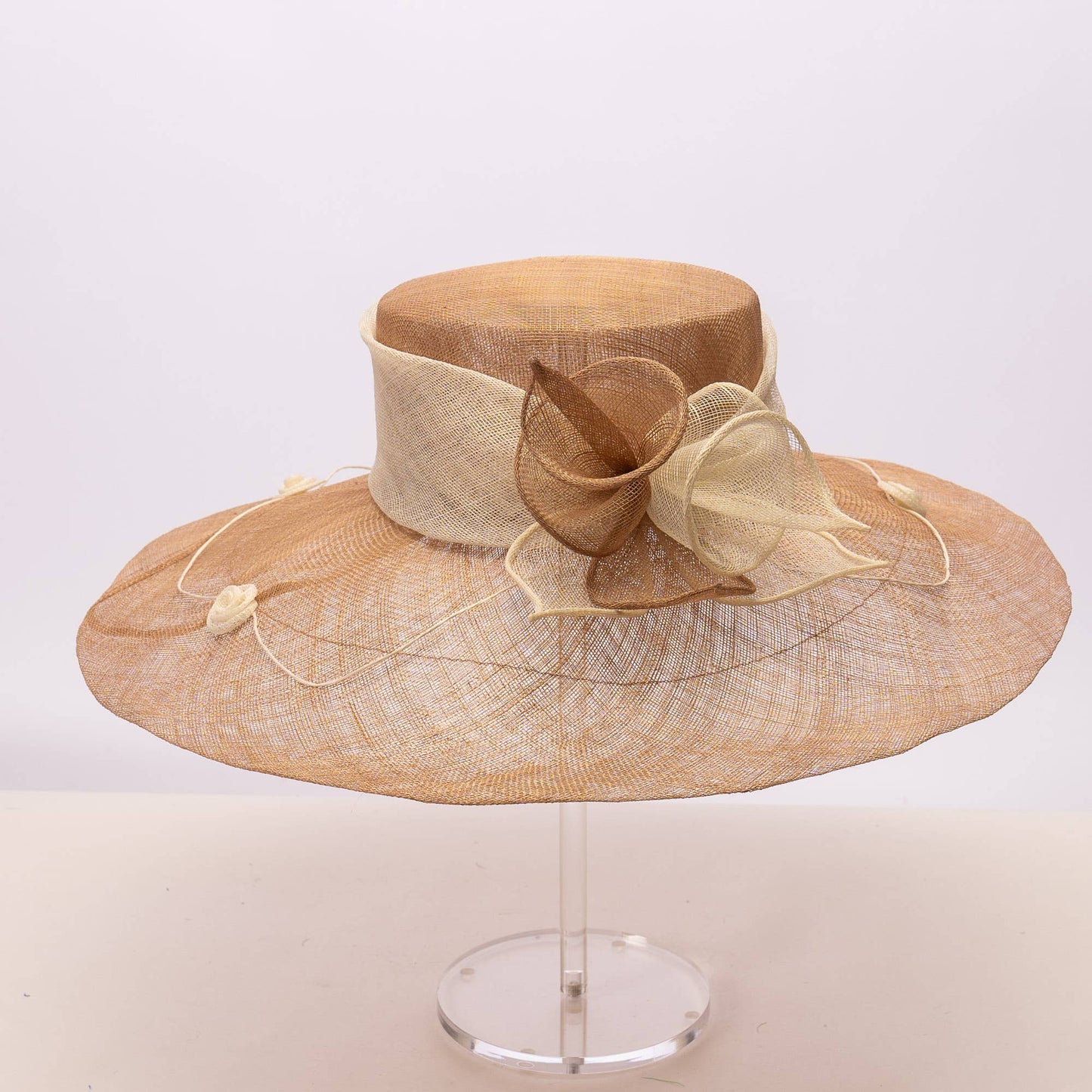 117138 | Two tone Callalily Adorned Wide Soft Sinamay Hats