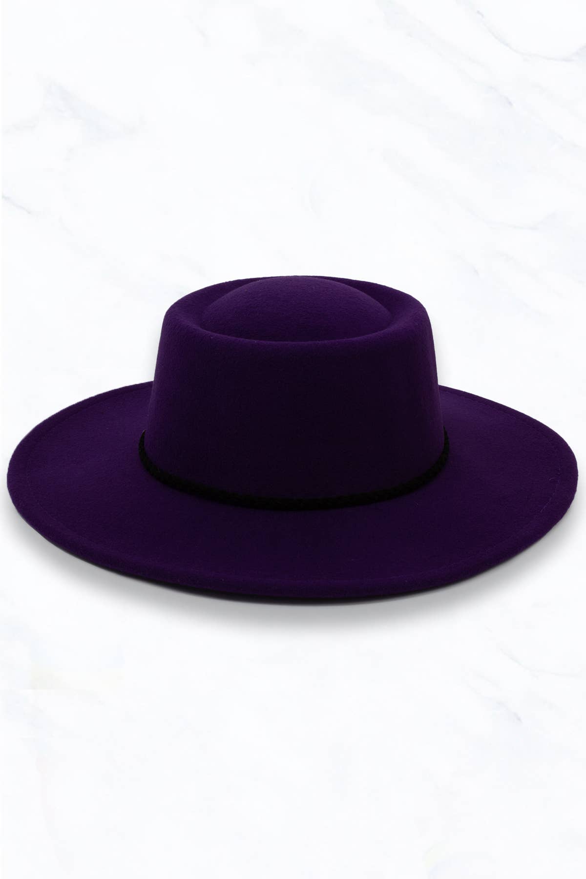Concave Top Fedora Hat with Black Belt