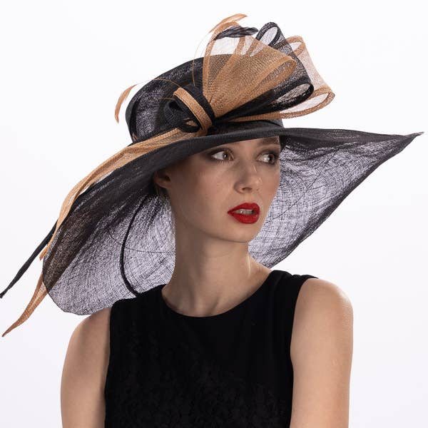 119048 | Long Bow Wide Brim Floppy Sinamay Hat