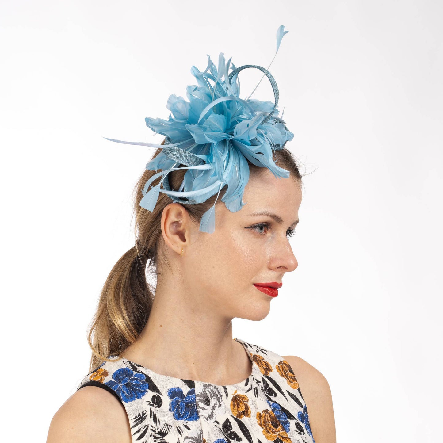 5940H | Feather Flower Sinamay Fascinator