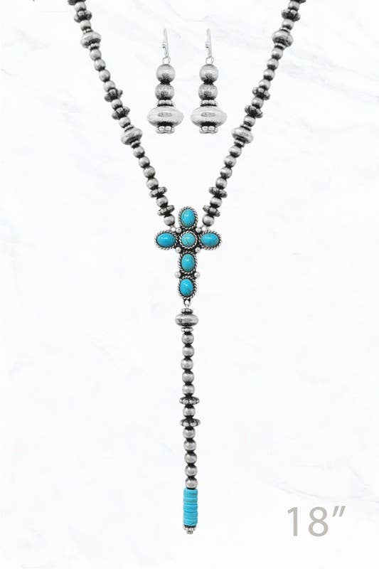 Beaded Cross Necklace Set