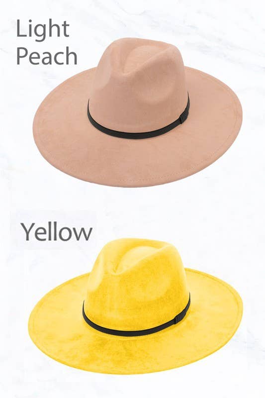 Suede Large Eaves Peach Top Fedora, Leather Belt