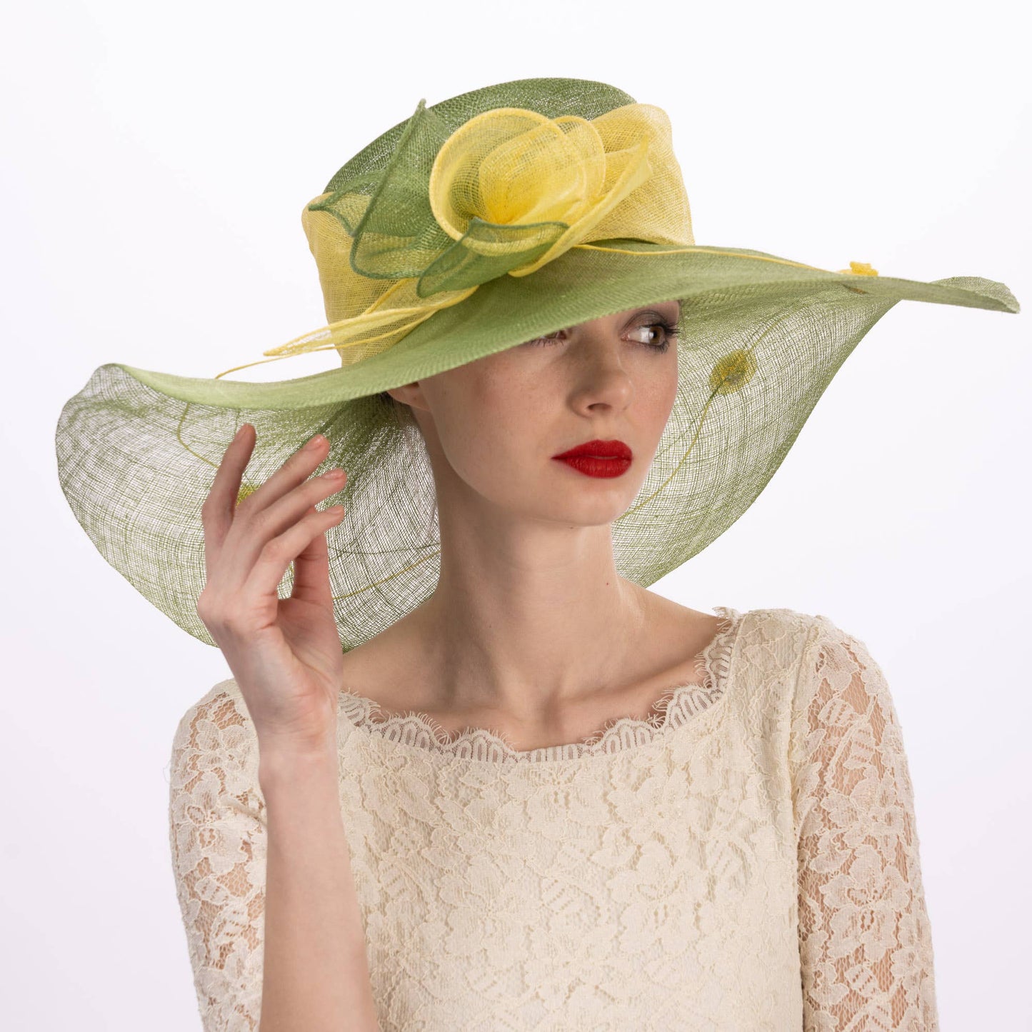 117138 | Two tone Callalily Adorned Wide Soft Sinamay Hats