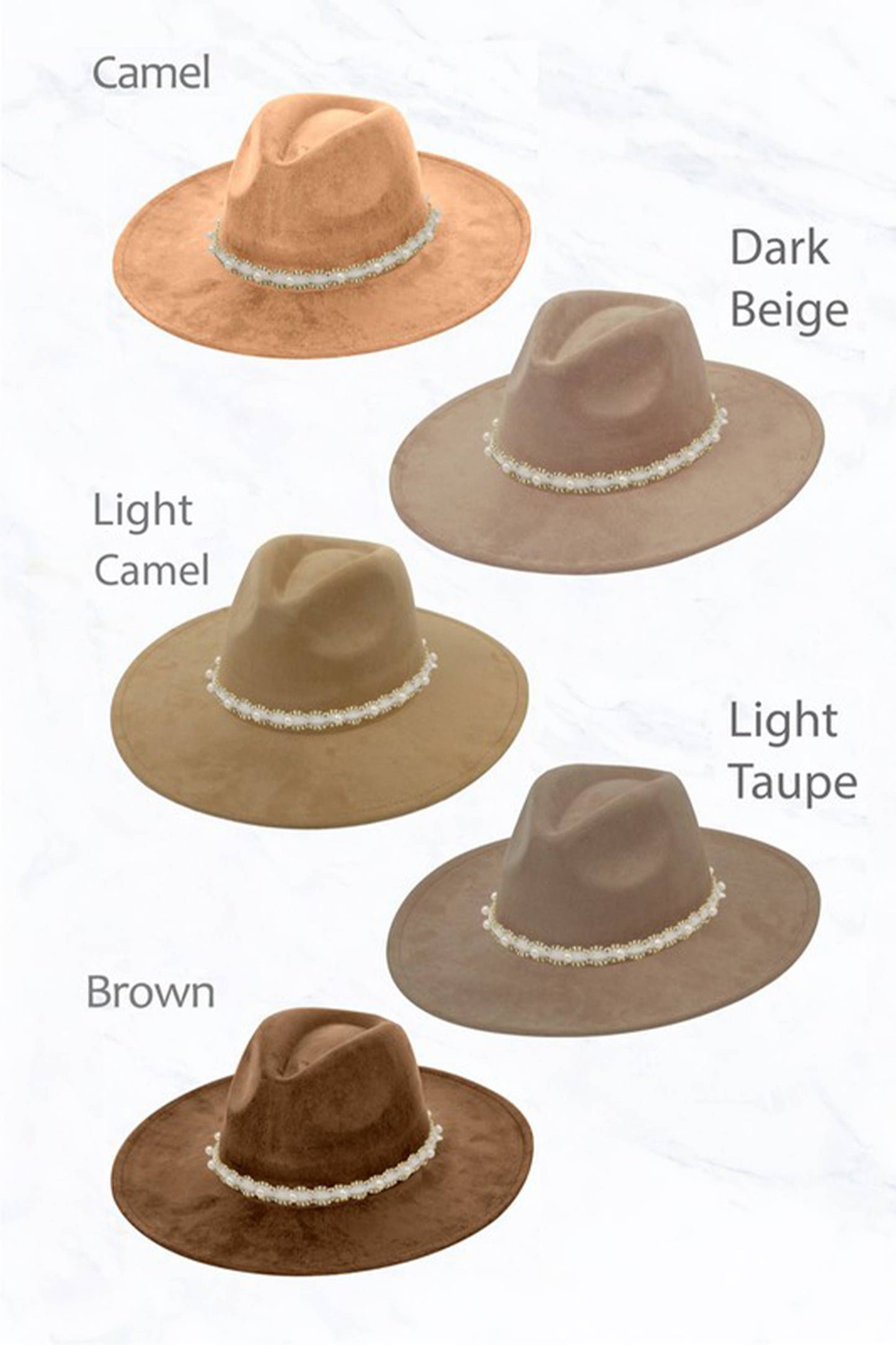 Pearl Beaded Band Suede Large Peach Top Fedora