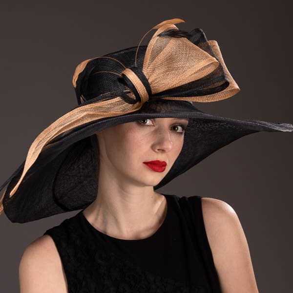 119048 | Long Bow Wide Brim Floppy Sinamay Hat