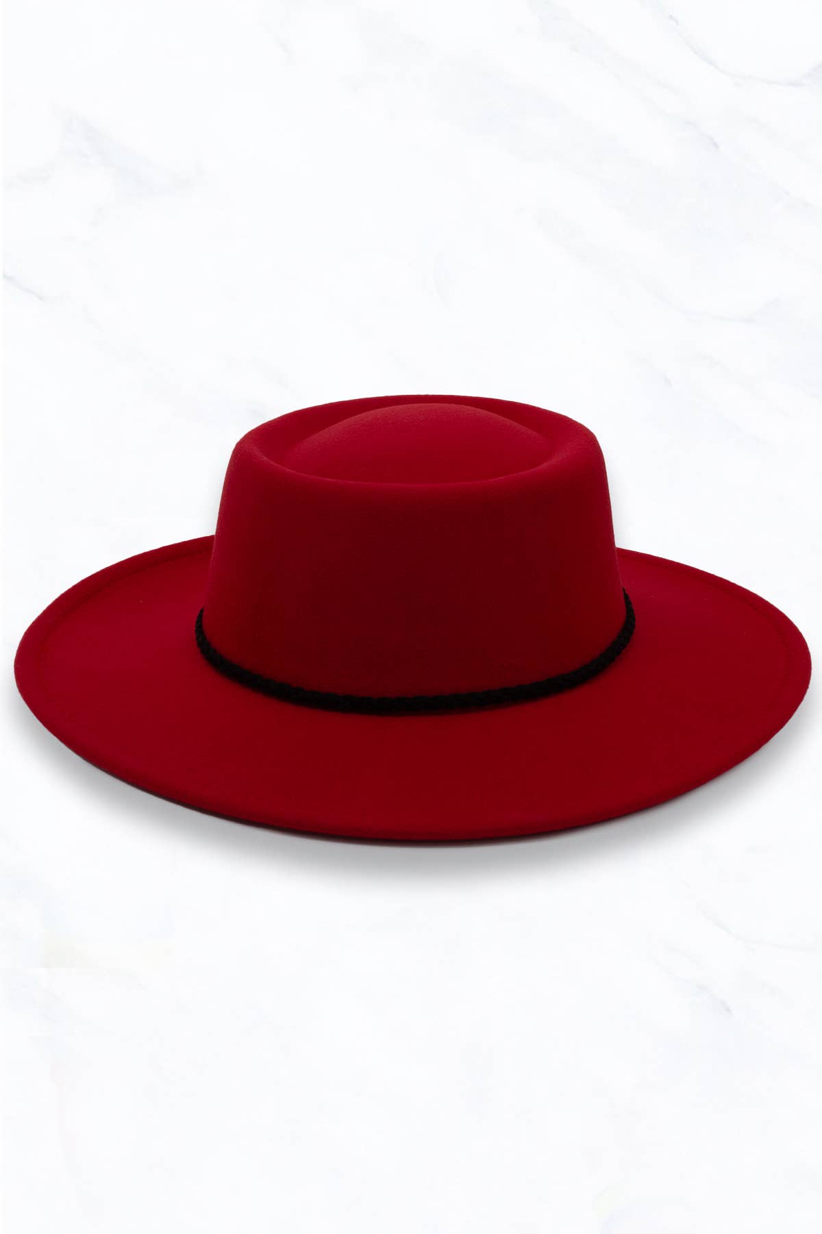 Concave Top Fedora Hat with Black Belt