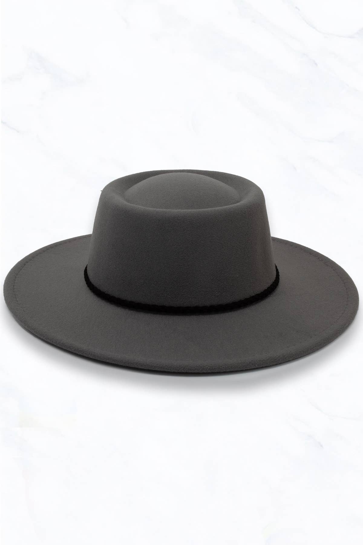 Concave Top Fedora Hat with Black Belt