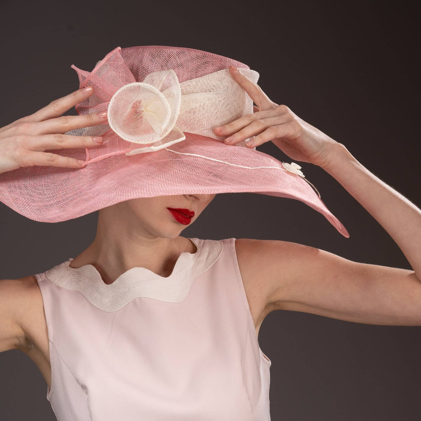 117138 | Two tone Callalily Adorned Wide Soft Sinamay Hats