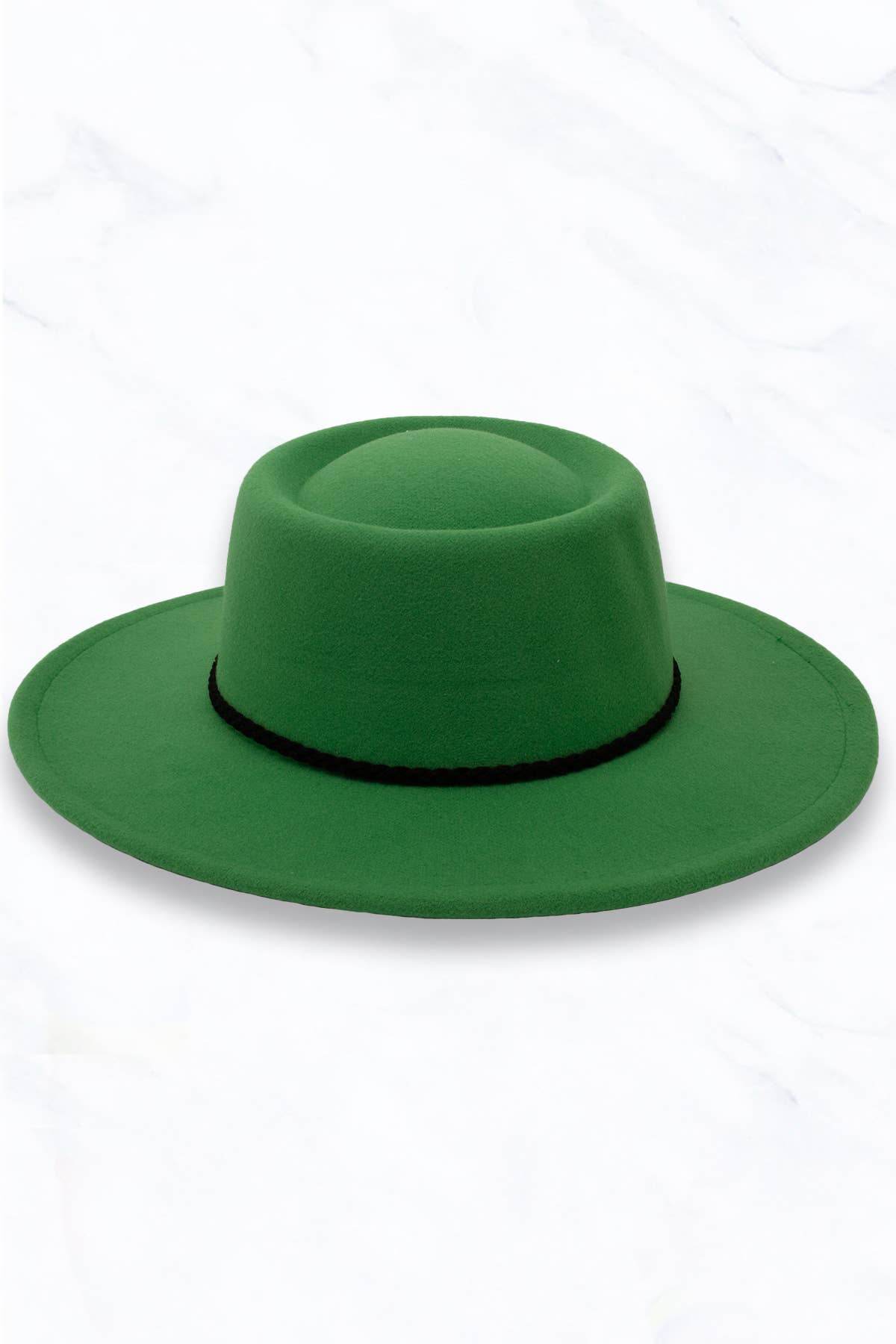 Concave Top Fedora Hat with Black Belt
