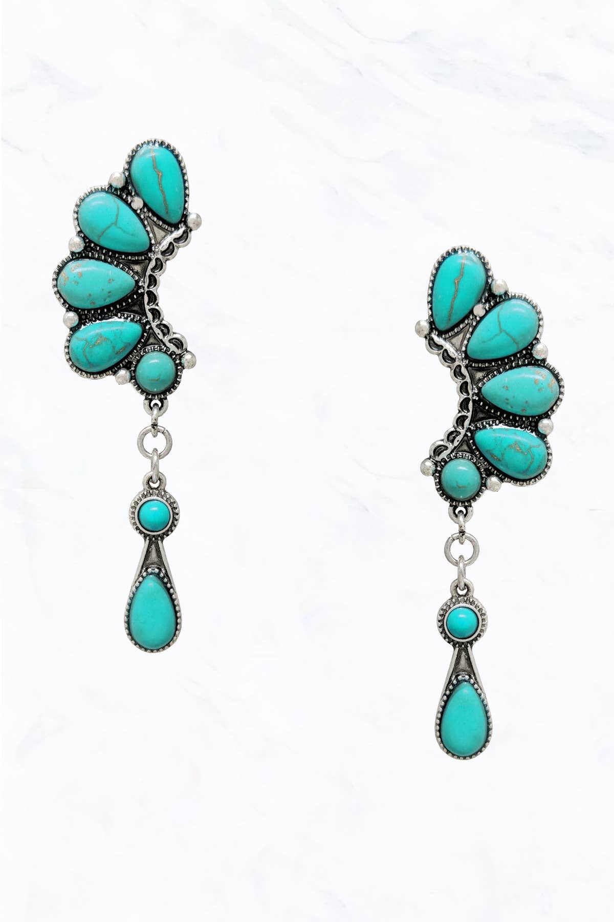 Western Semi Genuine Stone Post Dangle Earrings