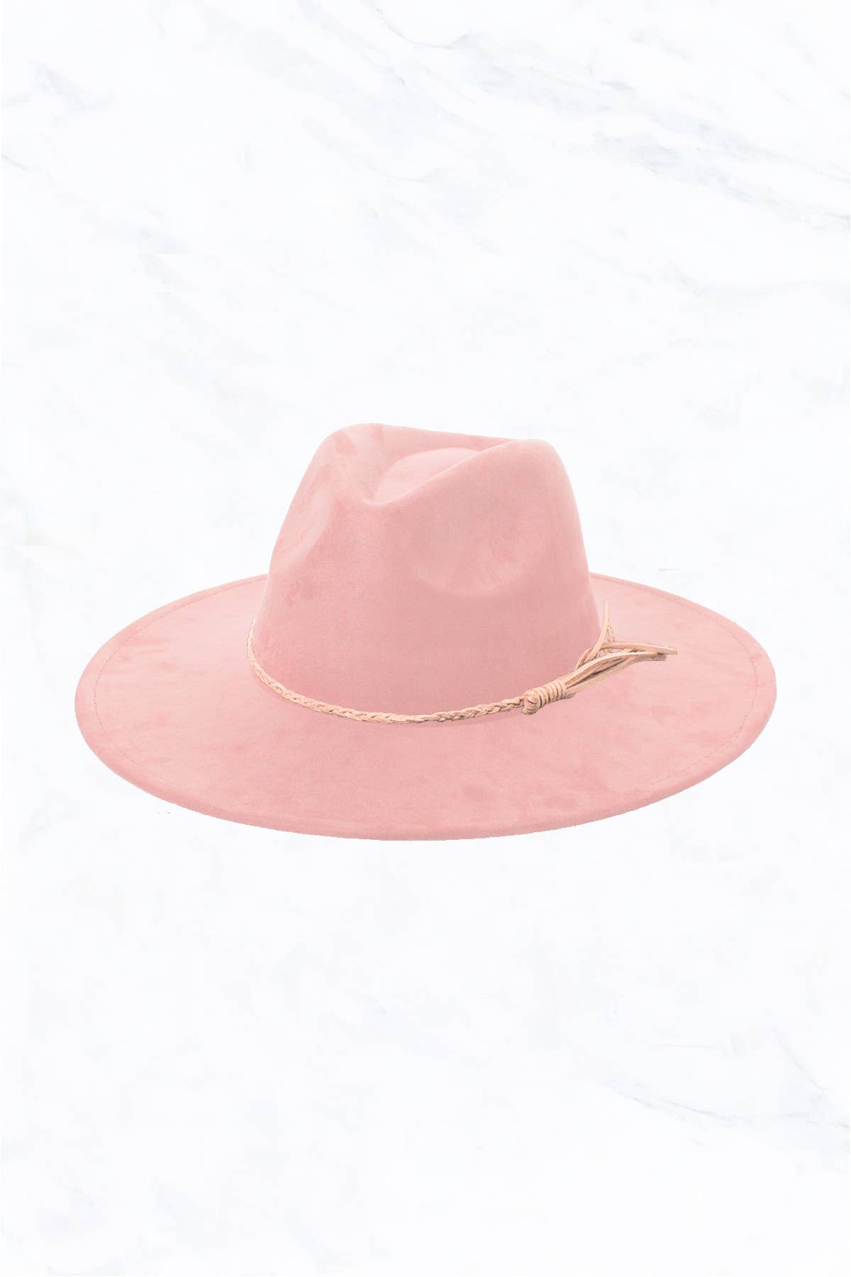 Braided Leather Belt, Suede Large Peach Top