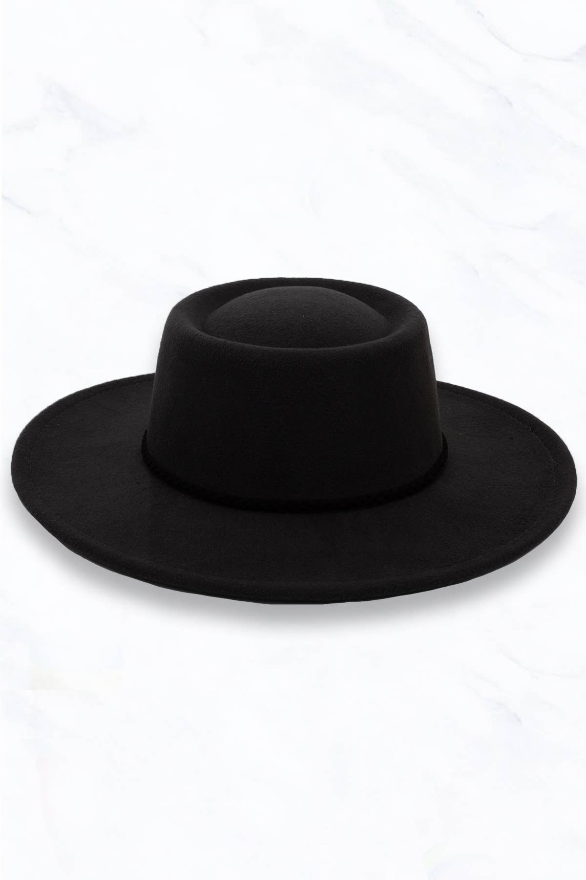 Concave Top Fedora Hat with Black Belt