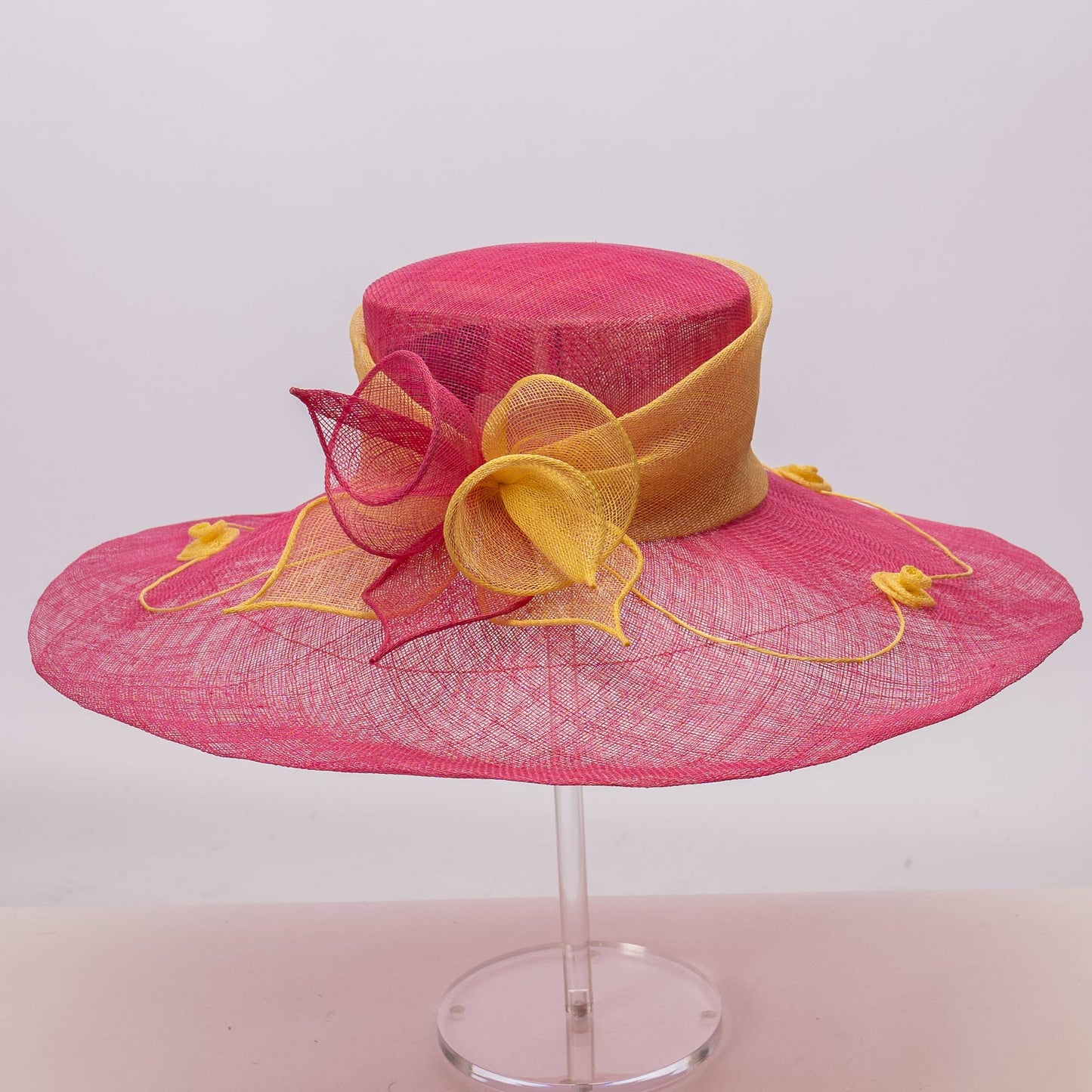 117138 | Two tone Callalily Adorned Wide Soft Sinamay Hats