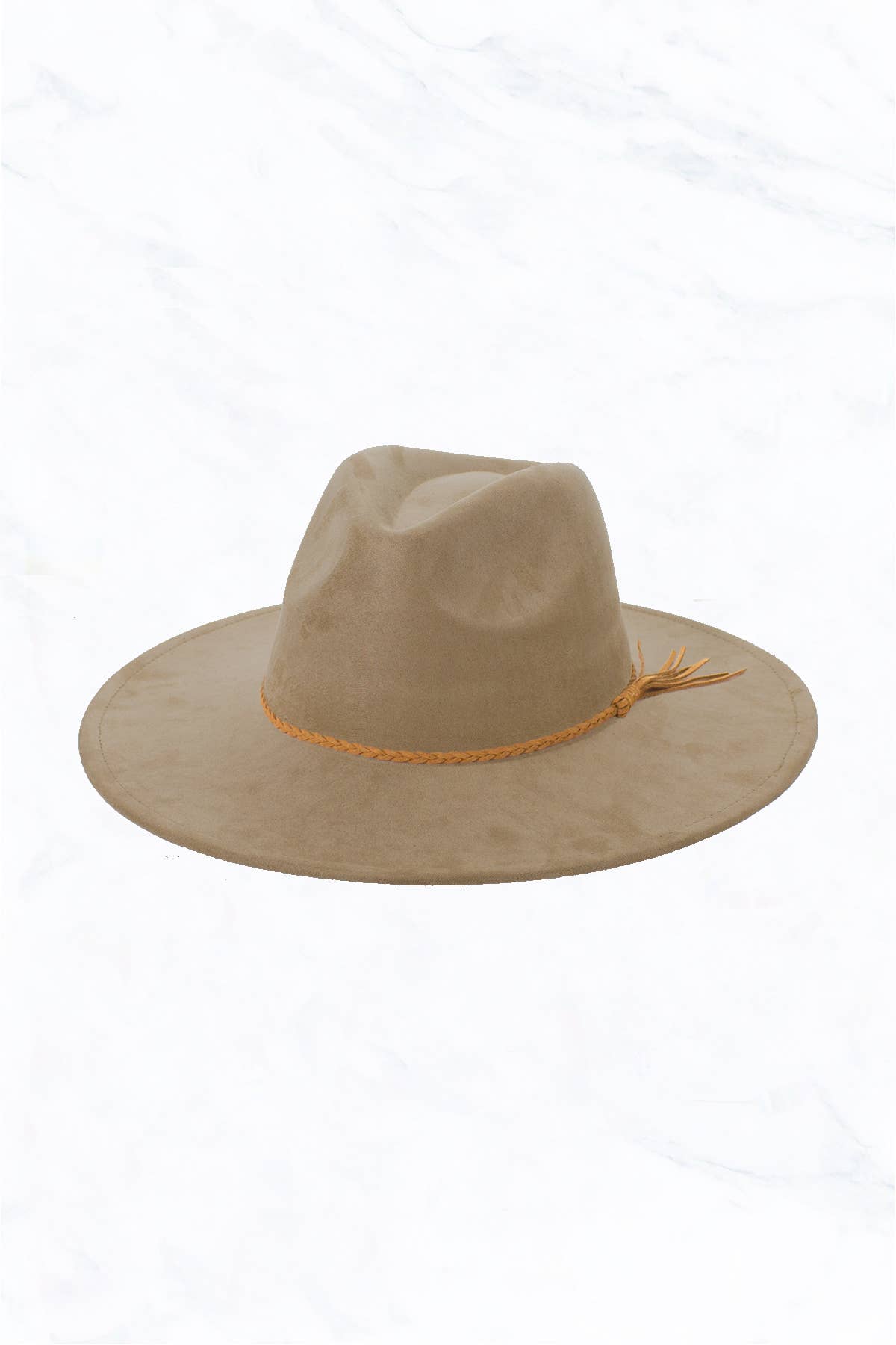 Braided Leather Belt, Suede Large Peach Top
