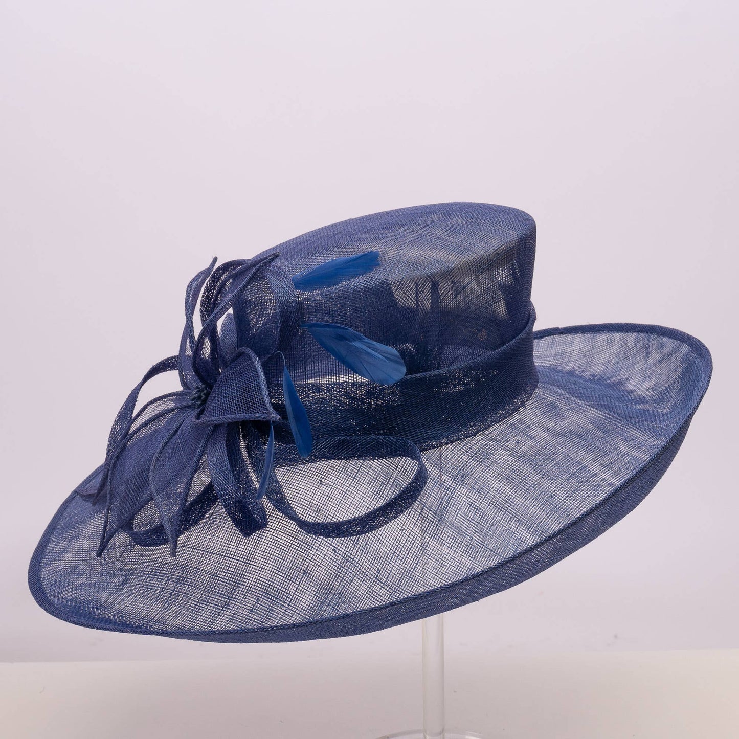 113038 | Side Sweep Sinamay Flower Feather Bow Sinamay Hats