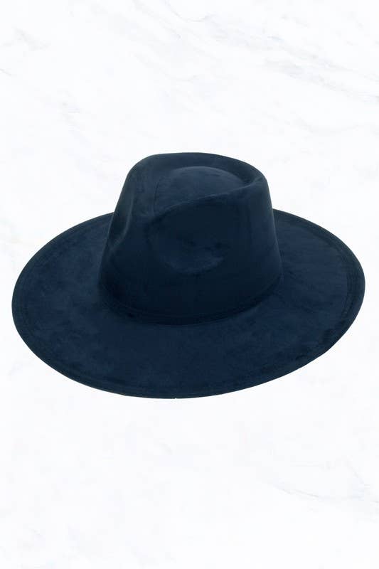 Suede Large Eaves Teardrop Top Fedora Hat