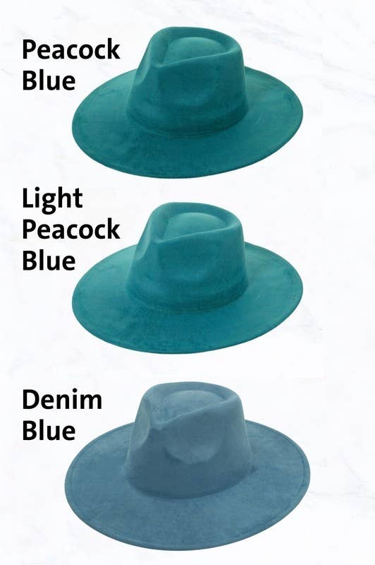 Suede Large Eaves Teardrop Top Fedora Hat