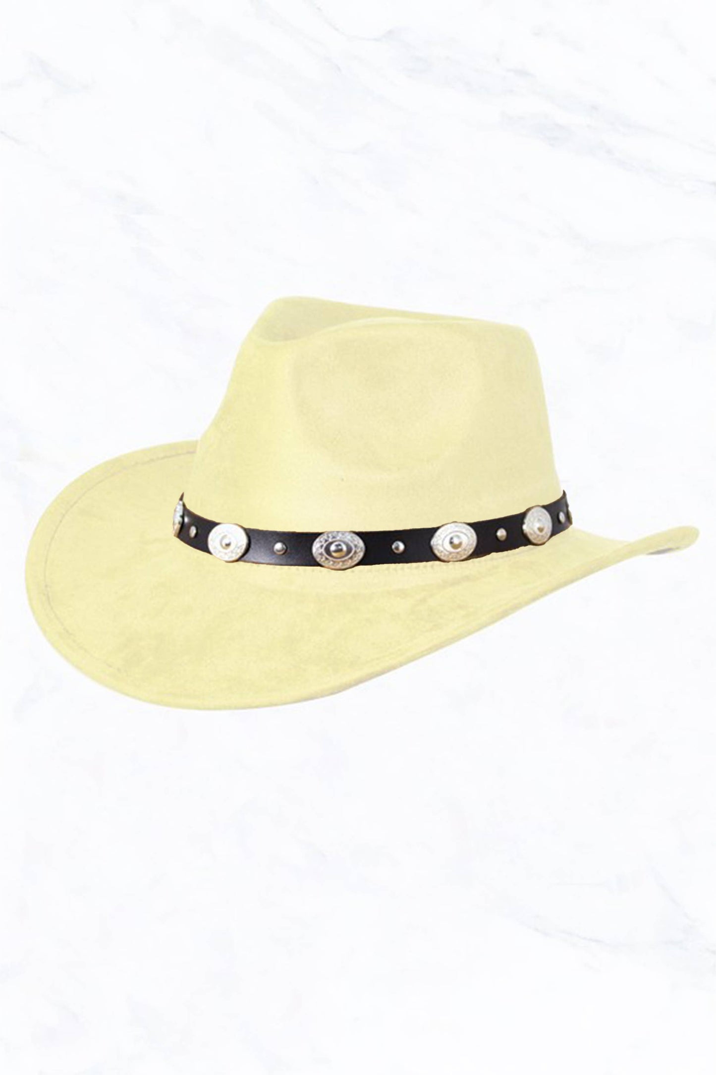 Suede Regular Cowboy Fedora Hat with Studded Belt