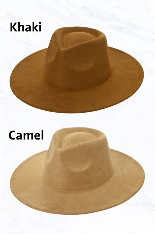 Suede Large Eaves Teardrop Top Fedora Hat