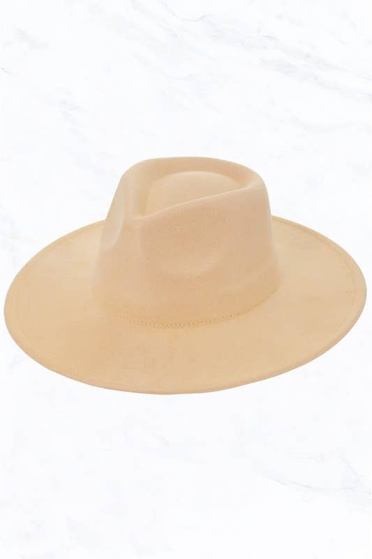 Suede Large Eaves Teardrop Top Fedora Hat