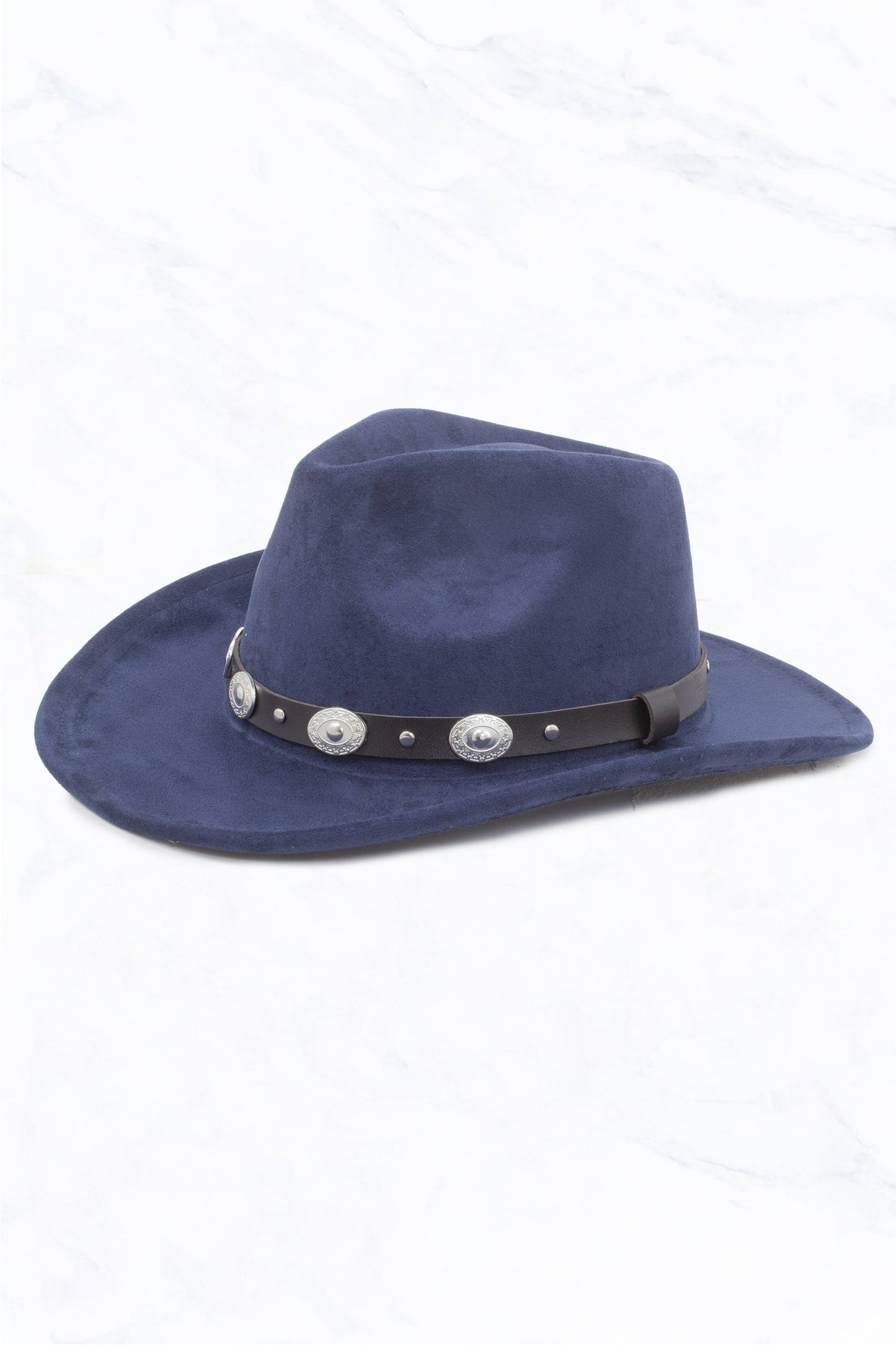 Suede Regular Cowboy Fedora Hat with Studded Belt