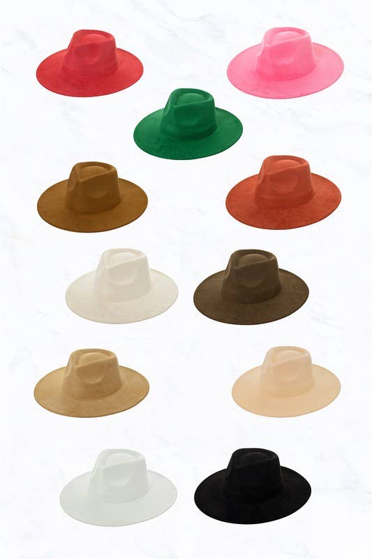 Suede Large Eaves Teardrop Top Fedora Hat