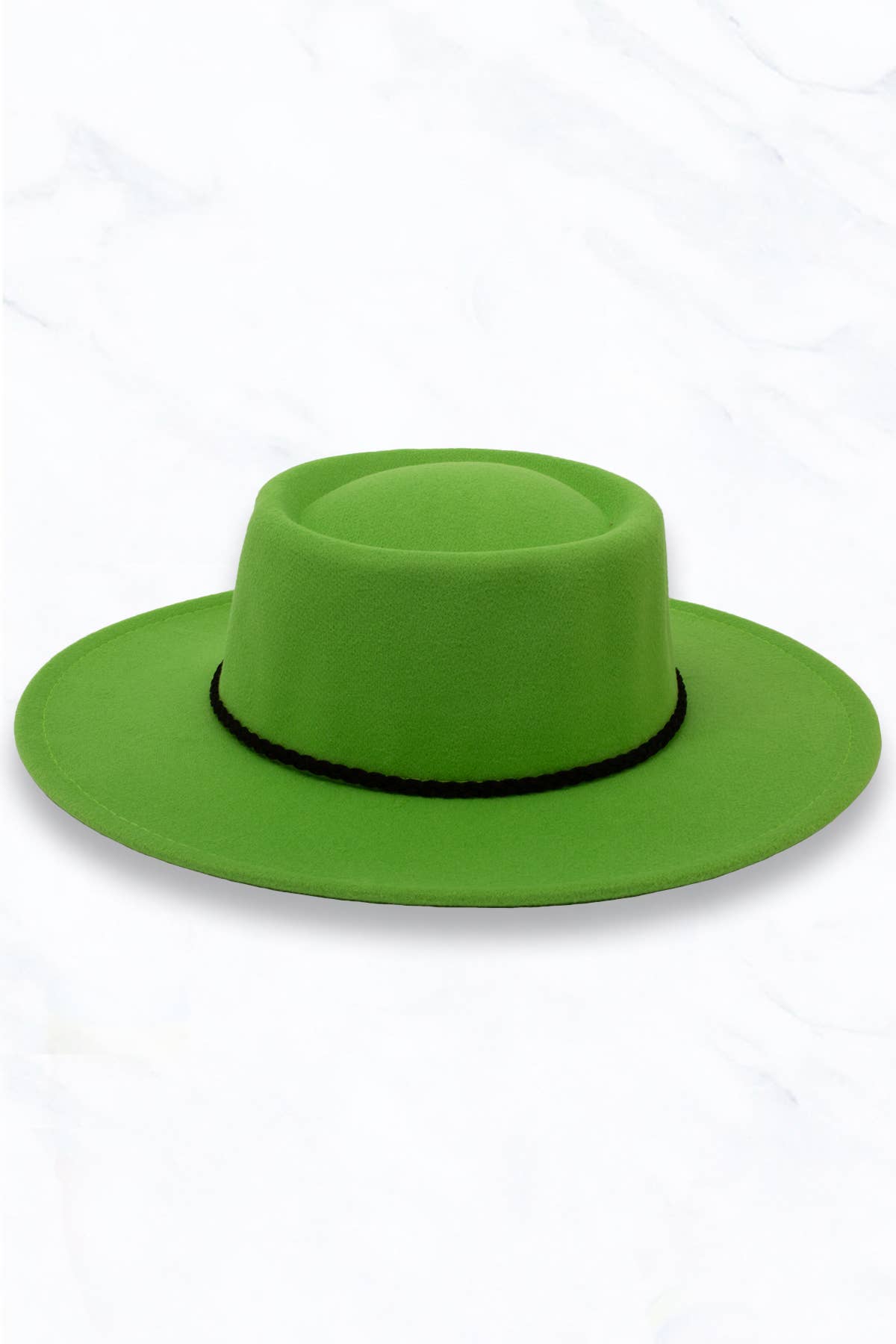 Concave Top Fedora Hat with Black Belt