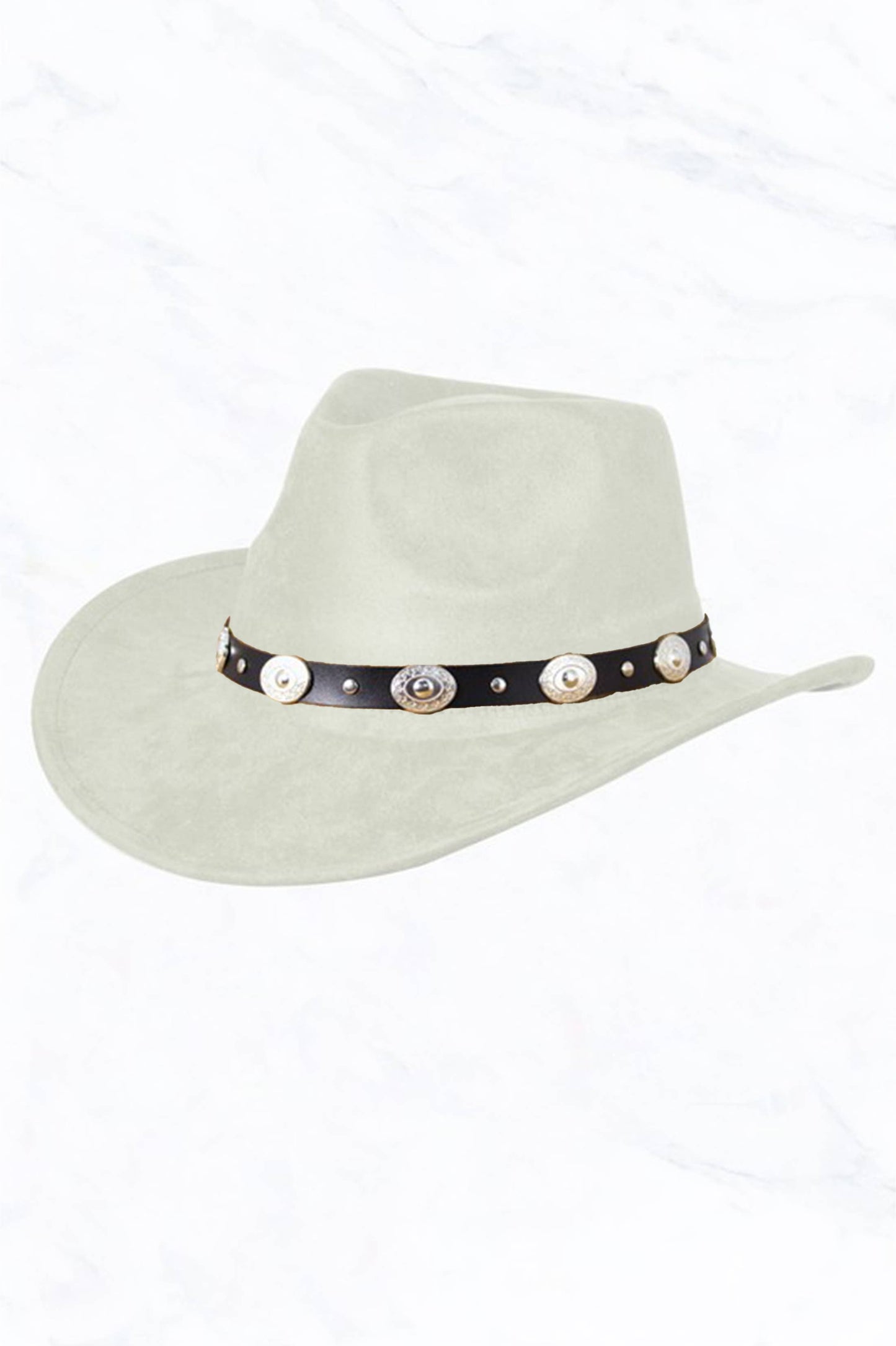 Suede Regular Cowboy Fedora Hat with Studded Belt