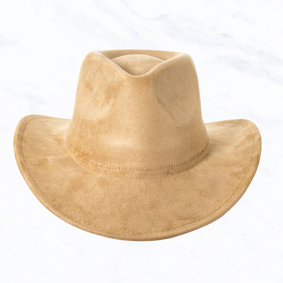Suede Regular Cowboy Fedora Hat with Studded Belt
