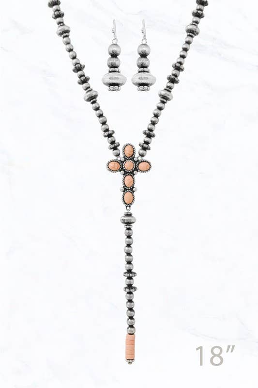 Beaded Cross Necklace Set