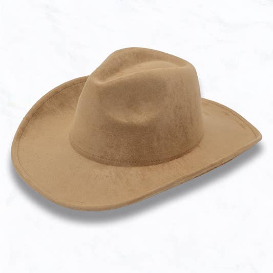 Big Brim Suede Cowboy Peach Heart Fedora Hat
