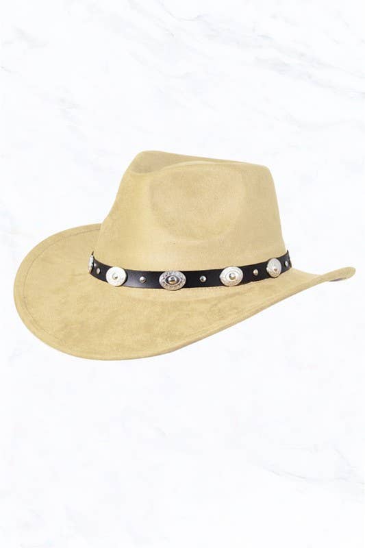 Suede Regular Cowboy Fedora Hat with Studded Belt