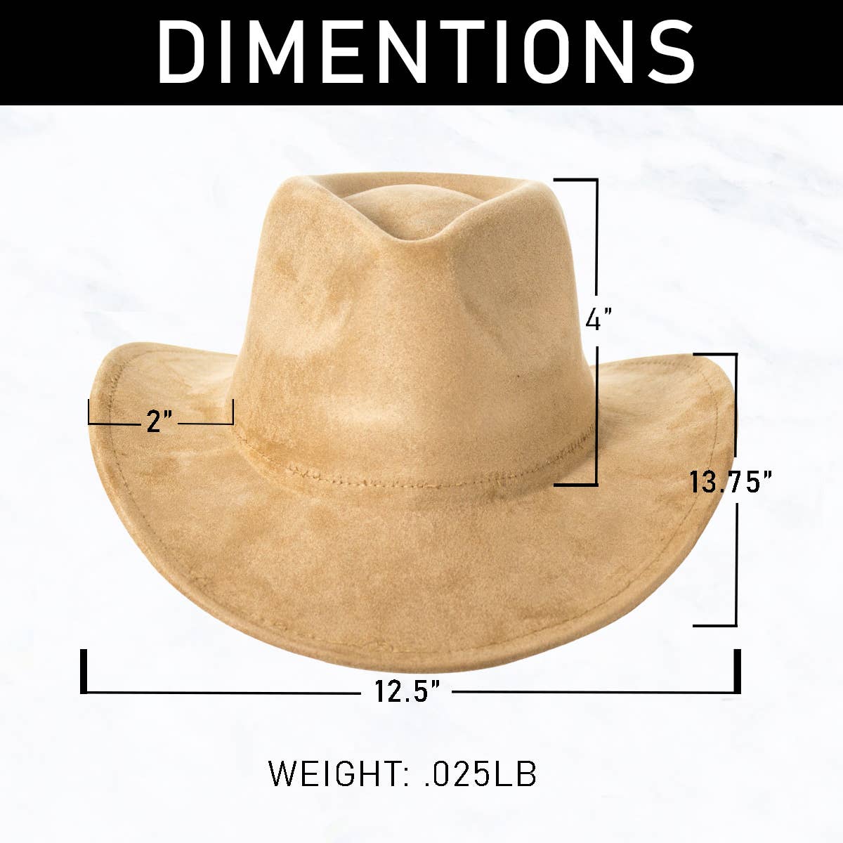 Suede Regular Cowboy Fedora Hat with Studded Belt