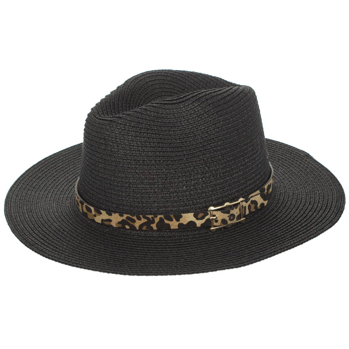 Leopard Leather Belt, British Style Jazz Straw Hat Outdoor
