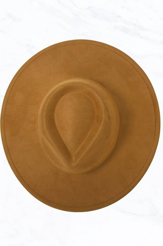 Suede Large Eaves Teardrop Top Fedora Hat
