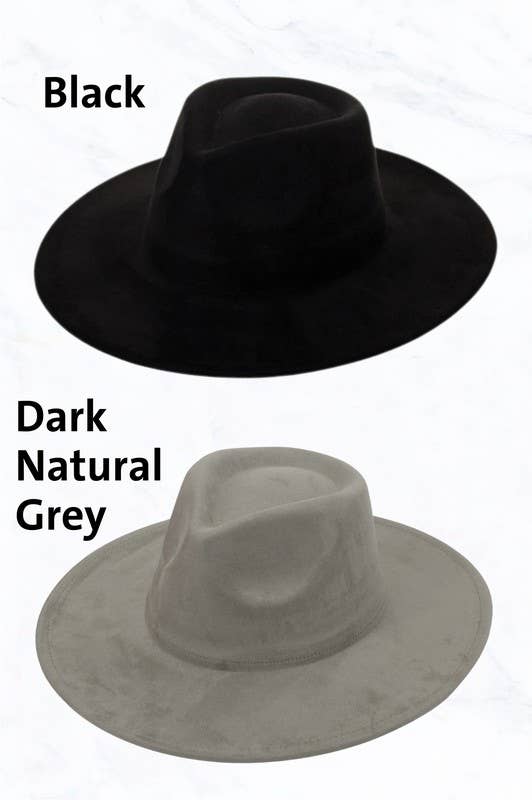 Suede Large Eaves Teardrop Top Fedora Hat