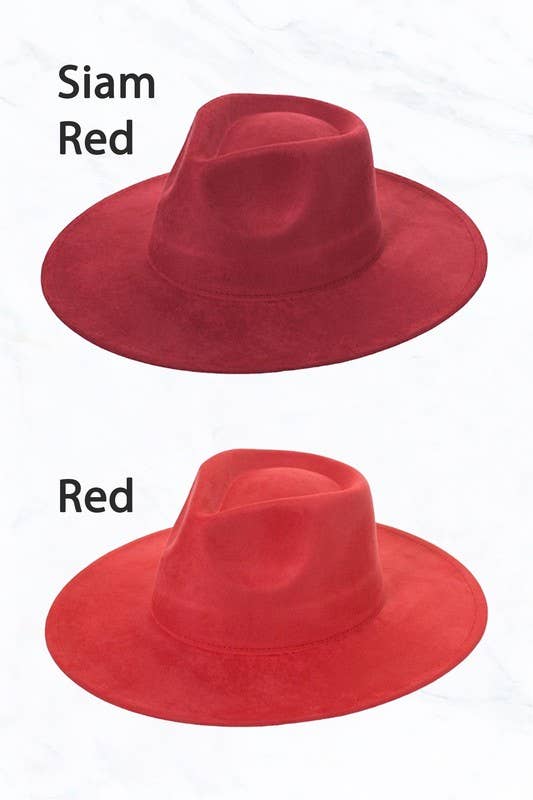 Suede Large Eaves Teardrop Top Fedora Hat